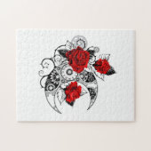 Mechanischer Halbmond mit Rote Rosen Puzzle (Horizontal)