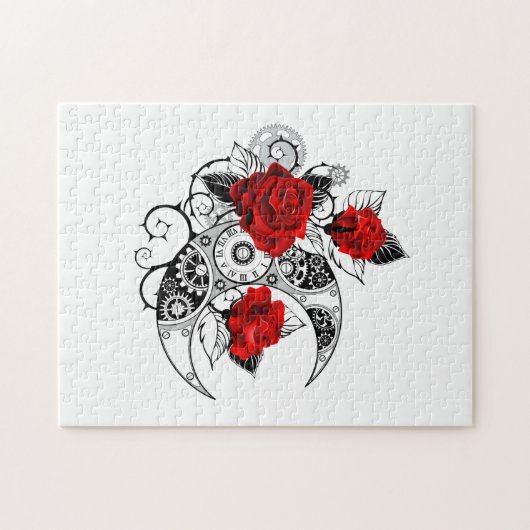 Mechanischer Halbmond mit Rote Rosen Puzzle (Horizontal)
