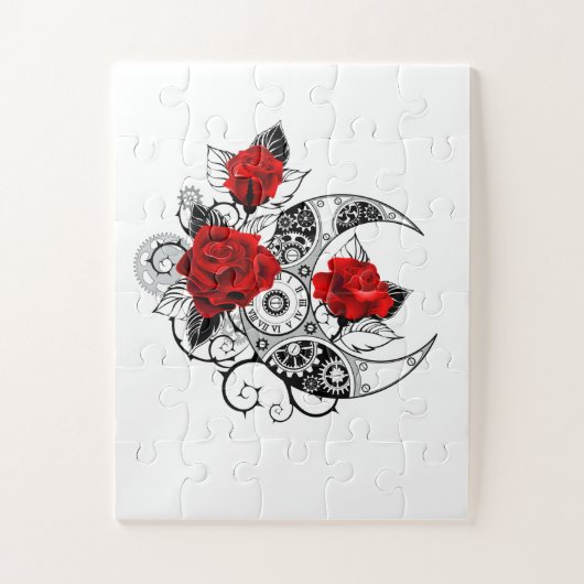 Mechanischer Halbmond mit Rote Rosen Puzzle (Vertikal)
