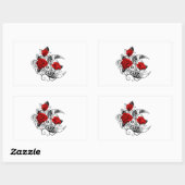 Mechanischer Halbmond mit Rote Rosen Rechteckiger Aufkleber (Blatt)