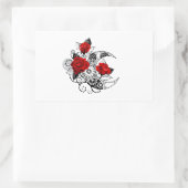 Mechanischer Halbmond mit Rote Rosen Rechteckiger Aufkleber (Tasche)