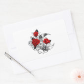 Mechanischer Halbmond mit Rote Rosen Rechteckiger Aufkleber (Umschlag)