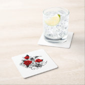 Mechanischer Halbmond mit Rote Rosen Rechteckiger Pappuntersetzer (Vor Ort)