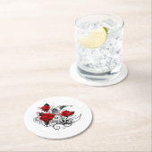 Mechanischer Halbmond mit Rote Rosen Runder Pappuntersetzer (Vor Ort)