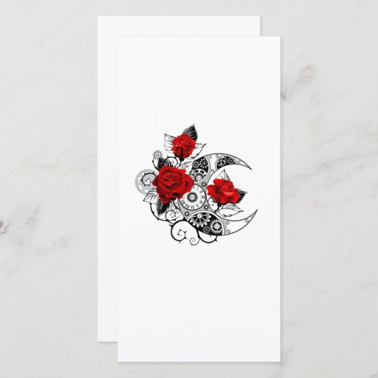 Mechanischer Halbmond mit Rote Rosen Save The Date (Vorne/Hinten)