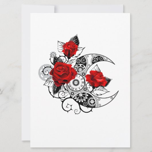 Mechanischer Halbmond mit Rote Rosen Save The Date (Vorderseite)