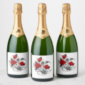 Mechanischer Halbmond mit Rote Rosen Schaumweinetikett (Flaschen)