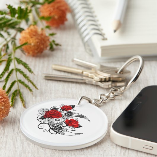 Mechanischer Halbmond mit Rote Rosen Schlüsselanhänger (Vorderseite rechts)