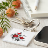 Mechanischer Halbmond mit Rote Rosen Schlüsselanhänger (Vorderseite rechts)