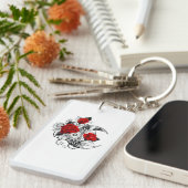 Mechanischer Halbmond mit Rote Rosen Schlüsselanhänger (Vorderseite rechts)