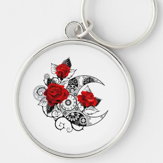 Mechanischer Halbmond mit Rote Rosen Schlüsselanhänger (Vorne)