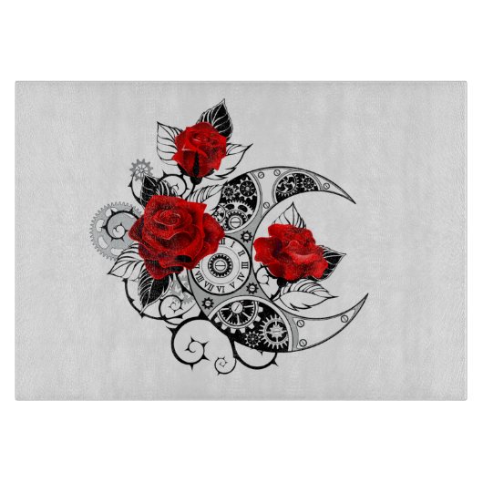 Mechanischer Halbmond mit Rote Rosen Schneidebrett (Vorderseite)