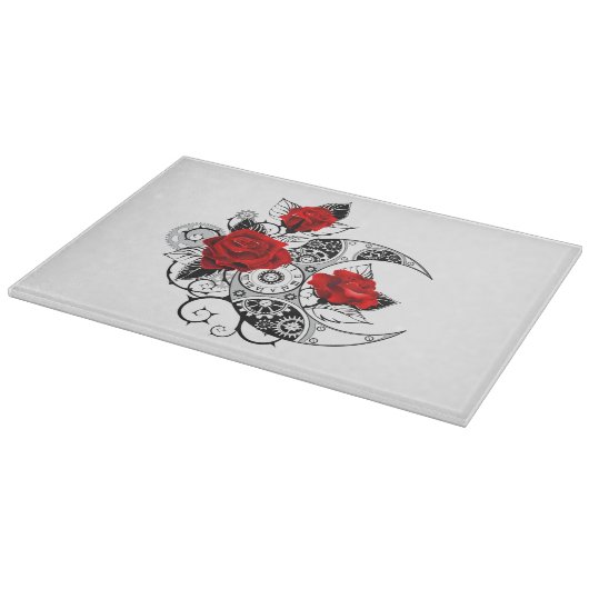 Mechanischer Halbmond mit Rote Rosen Schneidebrett (Ecke)