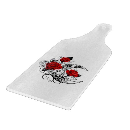 Mechanischer Halbmond mit Rote Rosen Schneidebrett (Ecke)
