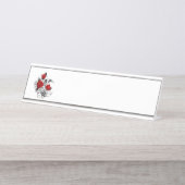 Mechanischer Halbmond mit Rote Rosen Schreibtischnamensplakette (Vorderseite )