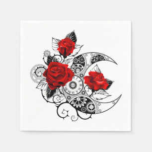 Mechanischer Halbmond mit Rote Rosen Serviette