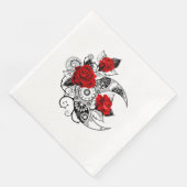 Mechanischer Halbmond mit Rote Rosen Serviette (Ecke)