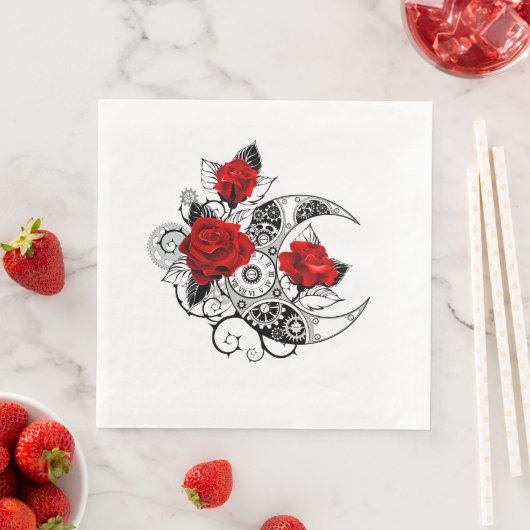 Mechanischer Halbmond mit Rote Rosen Serviette (Beispiel)