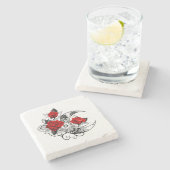 Mechanischer Halbmond mit Rote Rosen Steinuntersetzer (Seitenansicht)