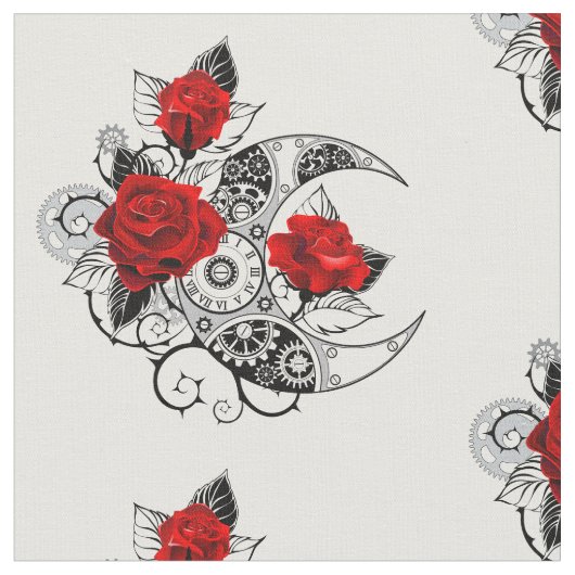 Mechanischer Halbmond mit Rote Rosen Stoff (Nahaufnahme)