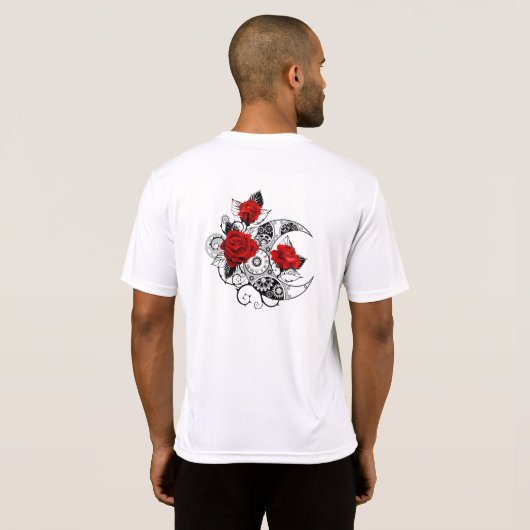 Mechanischer Halbmond mit Rote Rosen T-Shirt (Schwarz voll)