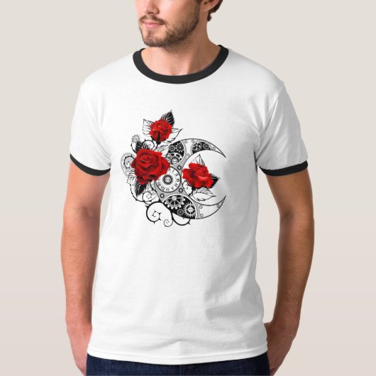 Mechanischer Halbmond mit Rote Rosen T-Shirt (Vorderseite)