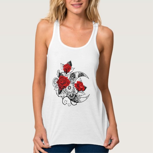 Mechanischer Halbmond mit Rote Rosen Tank Top (Vorderseite)