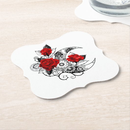 Mechanischer Halbmond mit Rote Rosen Untersetzer (angewinkelt)