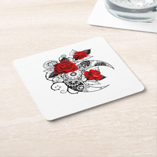 Mechanischer Halbmond mit Rote Rosen Untersetzer (angewinkelt)