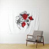 Mechanischer Halbmond mit Rote Rosen Wandteppich (Beispiel (Horizontal))