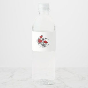 Mechanischer Halbmond mit Rote Rosen Wasserflaschenetikett