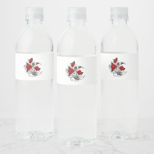Mechanischer Halbmond mit Rote Rosen Wasserflaschenetikett (Flaschen)