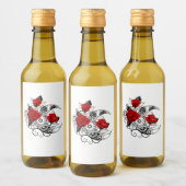 Mechanischer Halbmond mit Rote Rosen Weinetikett (Flaschen)