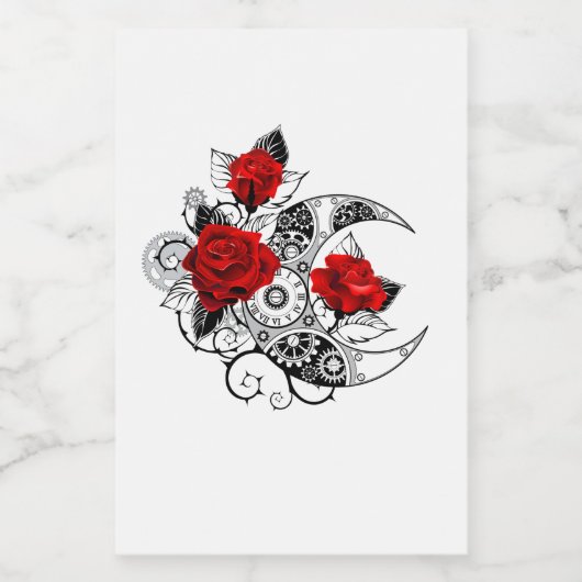 Mechanischer Halbmond mit Rote Rosen Weinetikett (Einzelnes Label)