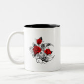 Mechanischer Halbmond mit Rote Rosen Zweifarbige Tasse (Links)