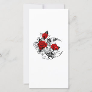 Mechanischer Halbmond mit roten Rosen Dankeskarte