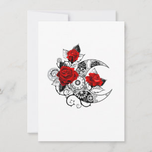 Mechanischer Halbmond mit roten Rosen Dankeskarte