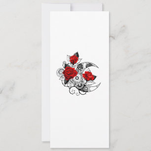 Mechanischer Halbmond mit roten Rosen Feiertagskarte