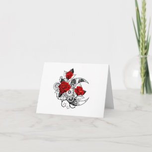 Mechanischer Halbmond mit roten Rosen Feiertagskarte