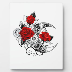 Mechanischer Halbmond mit roten Rosen Fotoplatte