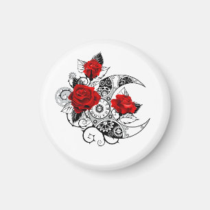 Mechanischer Halbmond mit roten Rosen Magnet