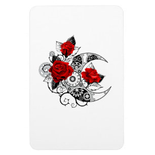 Mechanischer Halbmond mit roten Rosen Magnet