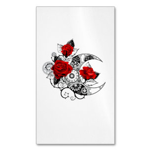 Mechanischer Halbmond mit roten Rosen Magnetische Visitenkarte
