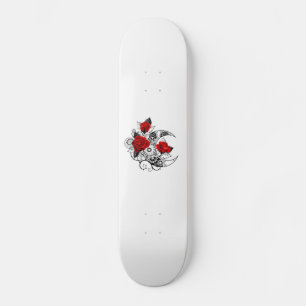 Mechanischer Halbmond mit roten Rosen Skateboard
