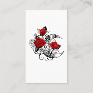 Mechanischer Halbmond mit roten Rosen Visitenkarte