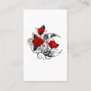 Mechanischer Halbmond mit roten Rosen Visitenkarte