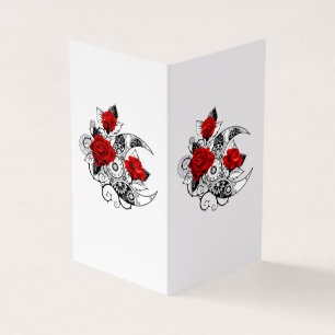 Mechanischer Halbmond mit roten Rosen Visitenkarten