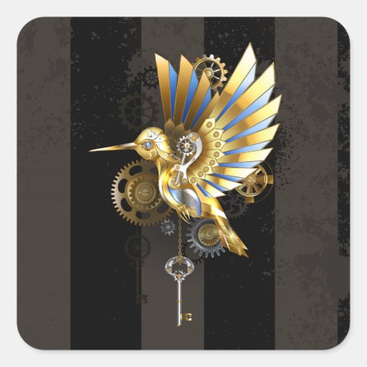 Mechanischer Hummingvogel Quadratischer Aufkleber (Vorderseite)