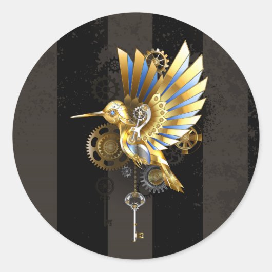 Mechanischer Hummingvogel Runder Aufkleber (Vorderseite)