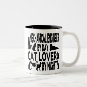 Mechanischer Ingenieur für Cat Lover Zweifarbige Tasse